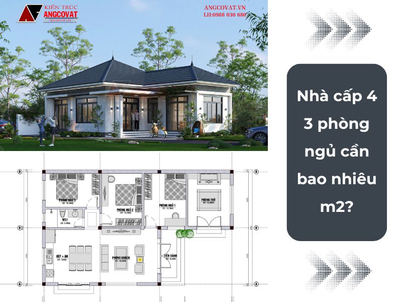 Tính toán diện tích tối thiểu để xây nhà cấp 4 3 phòng ngủ 