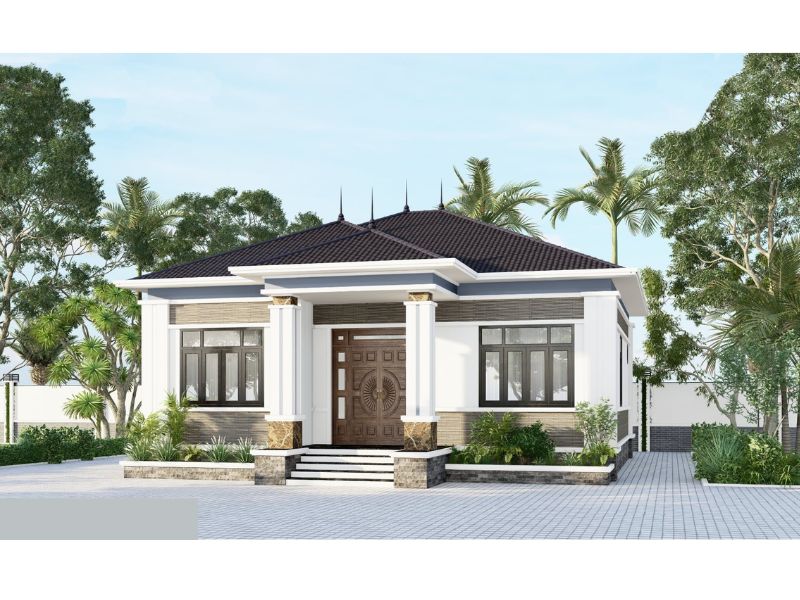 Mặt tiền nhà cấp 4 3 phòng ngủ thiết kế cân đối, sang trọng 