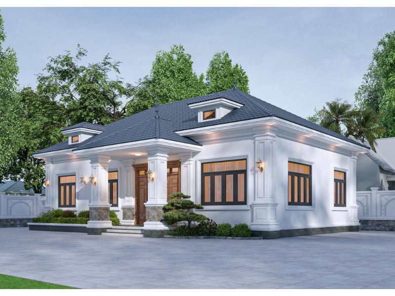 Mẫu nhà cấp 4 180m2 mái Nhật 3 phòng ngủ đẹp bình yên 