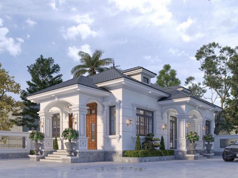 Thiết kế nhà cấp 4 2 sảnh hiên đẹp vừa thuận tiện vừa sang trọng 