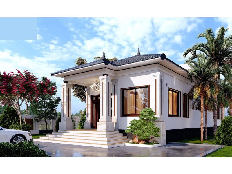 Mẫu nhà cấp 4 3 phòng ngủ 80m2 mái Nhật tân cổ 