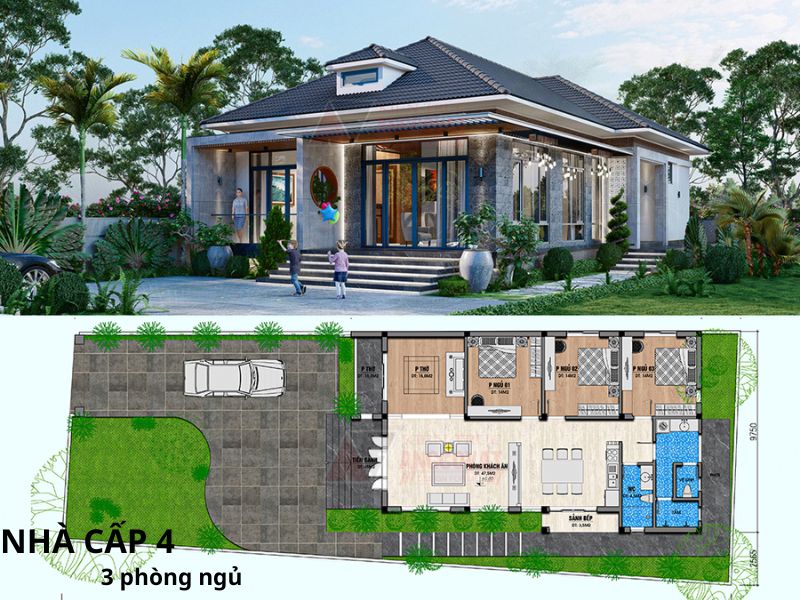 Tư vấn cách bố trí nhà cấp 4 3 phòng ngủ khoa học, tiện nghi 