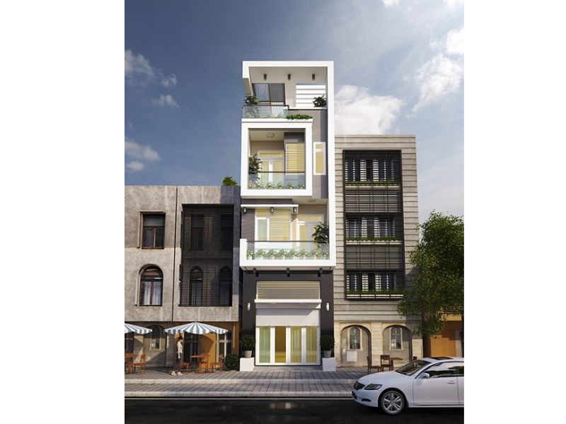 Vẻ ngoài hiện đại, thu hút của thiết kế nhà trên mảnh đất 5x15m tích hợp thang máy tiện lợi