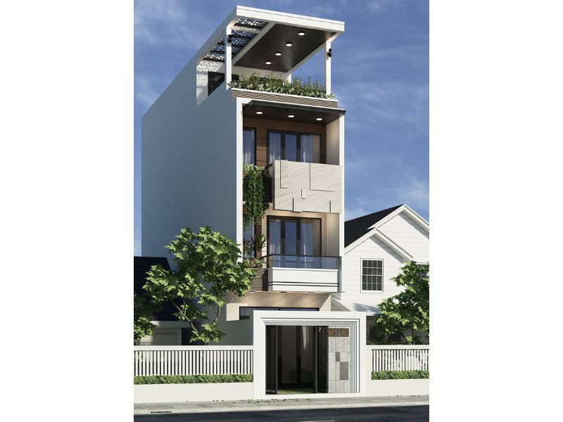 Sự hài hòa trong thiết kế và thiên nhiên của mẫu nhà 5x15m có thang máy