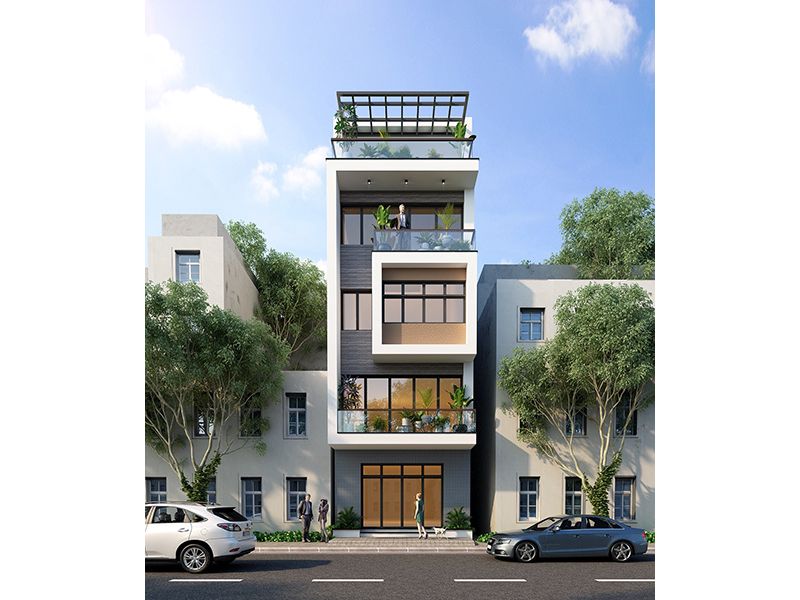 Lựa chọn lối kiến trúc độc đáo, phóng khoáng trong mẫu nhà 5x15m có thang máy