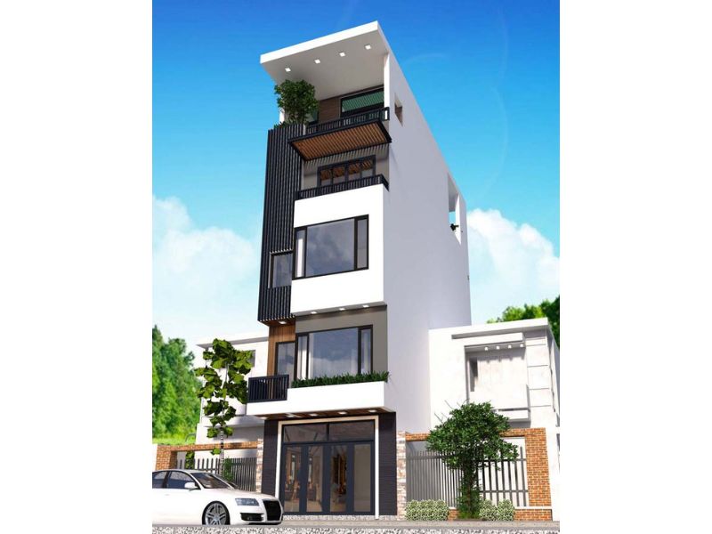 Thiết kế nhà 5x15m mái bằng đơn giản, hiện đại tích hợp thang máy tiện nghi