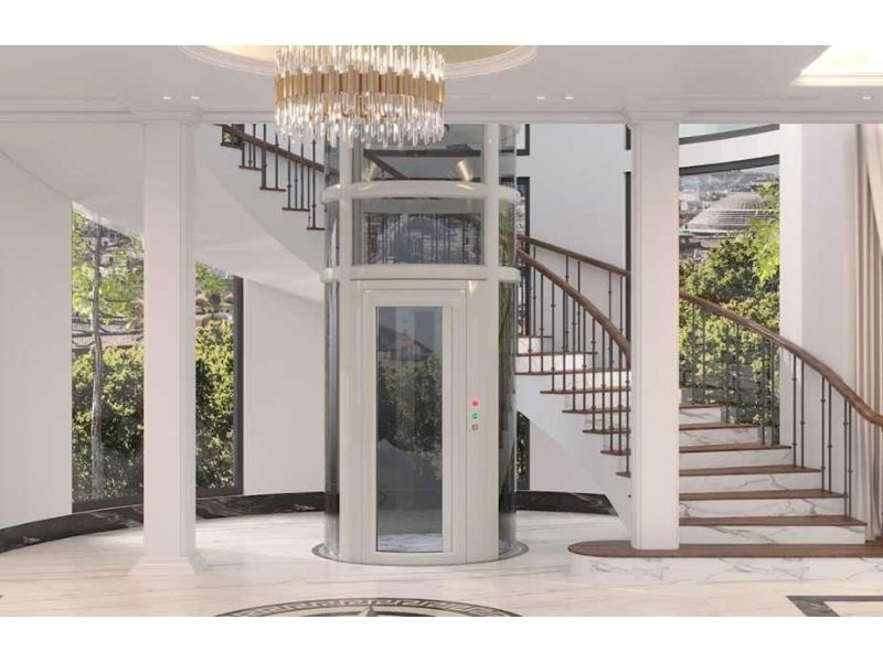 Thiết kế nhà 5x15m có thang máy giữa lòng cầu thang bộ tăng vẻ đẹp sang trọng, hiện đại