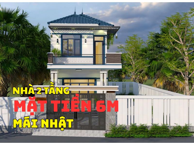 Xây nhà 2 tầng có mặt tiền rộng 6m và sử dụng hệ mái Nhật sang trọng