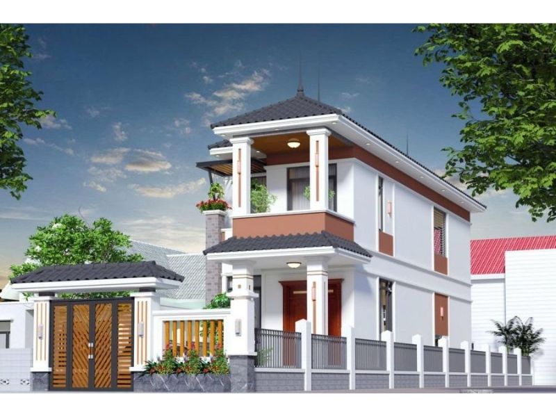 Gam màu tươi sáng trong mẫu nhà 2 tầng mái Nhật 3 phòng ngủ