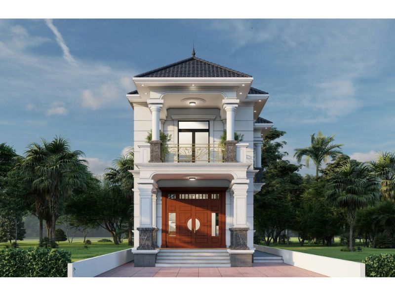 Thiết kế mái Nhật giúp mẫu nhà 2 tầng mặt tiền 6m thêm phần thanh thoát và sang trọng hơn  