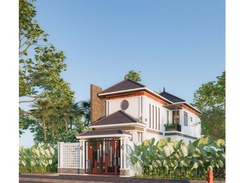 Mẫu nhà 2 tầng 6m mái Nhật có mặt tiền độc đáo thể hiện gu thẩm mỹ tinh tế của gia chủ
