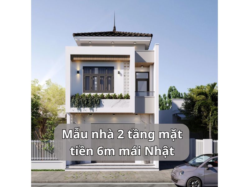 Tham khảo các mẫu nhà 2 tầng mái Nhật mặt tiền ốp đá