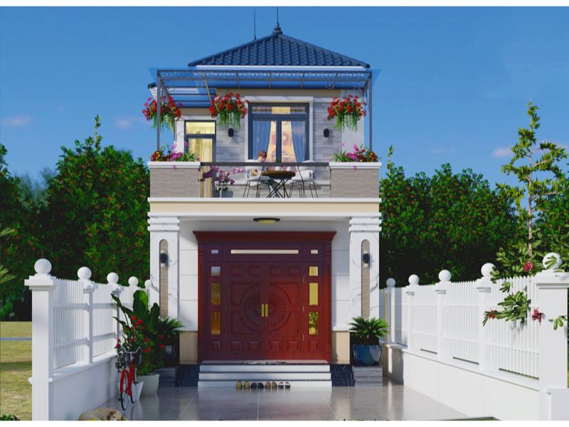 Thiết kế nhà 2 tầng mái Nhật mặt tiền 6m hài hòa giữa kiến trúc và thiên nhiên