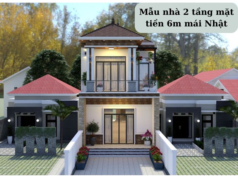 Mặt tiền nhà 2 tầng rộng 6m sử dụng hệ thống cửa kính giúp tối ưu ánh sáng hiệu quả