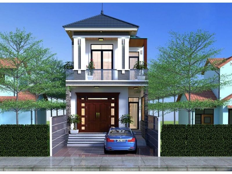 Thiết kế nhà 2 tầng mặt tiền 6m mái Nhật sang trọng trên từng đường nét