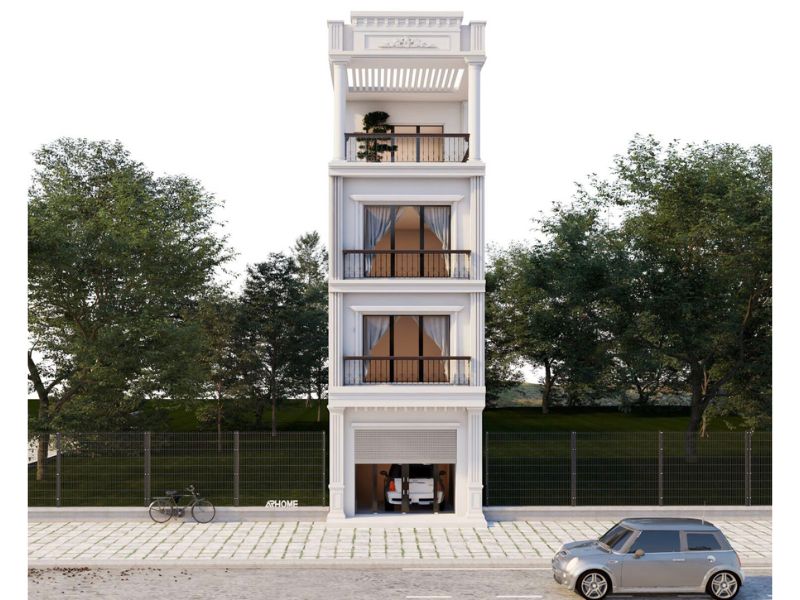 Thiết kế nhà 4 tầng 50m2 tân cổ điển sang trọng