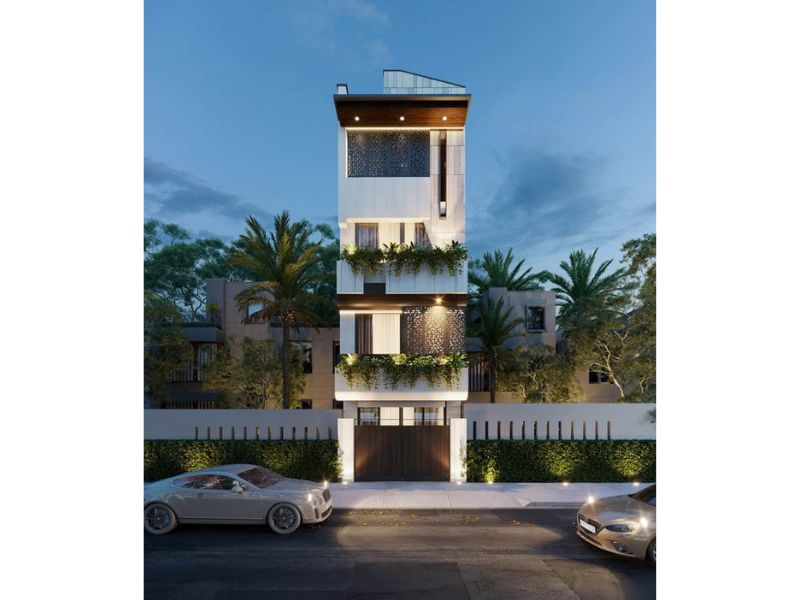 Xây nhà 4 tầng 50m2 sử dụng vật liệu cao cấp, sang trọng