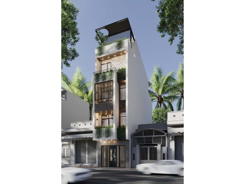 Mẫu nhà 4 tầng 50m2 có sân thượng rộng rãi