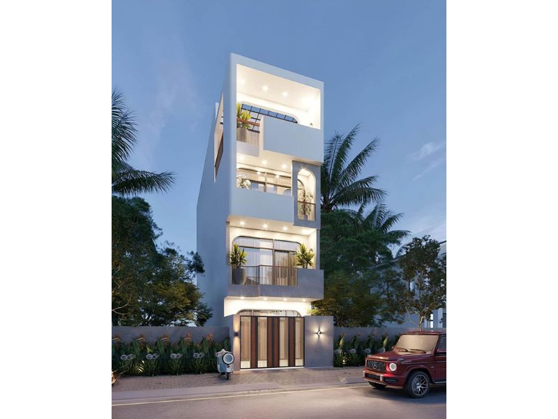 Mẫu nhà 4 tầng 50m2 hiện đại, độc đáo