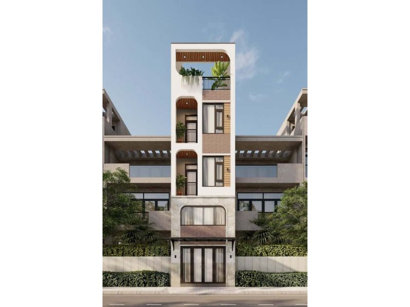 Màu sắc trung tính hài hòa, thanh lịch được sử dụng trong mẫu nhà 4 tầng 50m2