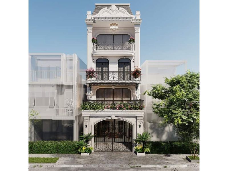 Xây nhà 4 tầng 50m2 phong cách cổ điển sang trọng