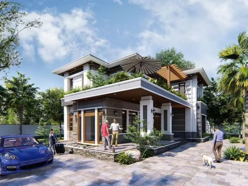 Mẫu biệt thự nhà vườn 2 tầng đẹp 200m2