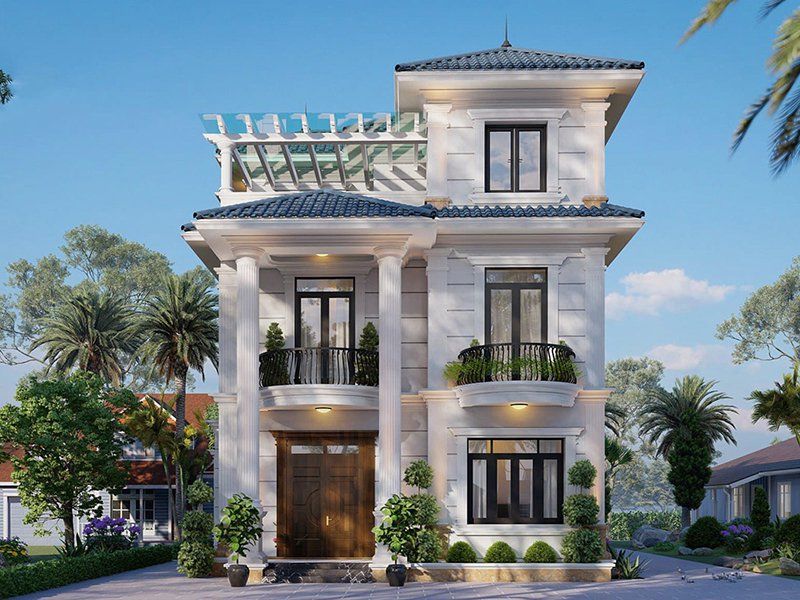 Phương án thiết kế nhà 3 tầng 3 tỷ mái Nhật có sân vườn rộng thoáng 