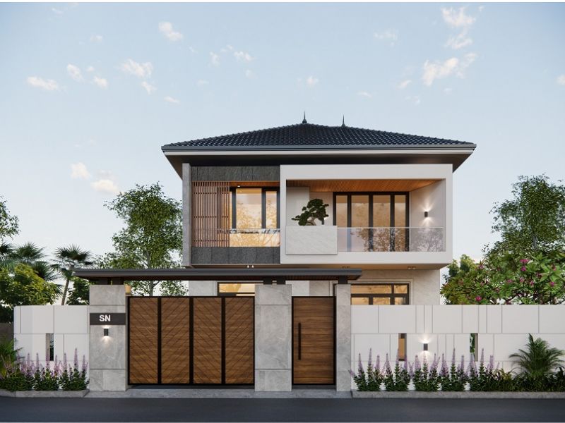 Mẫu nhà 2 tầng hiện đại 3 tỷ với hình khối vuông vắn, chi tiết tối giản, tối ưu chi phí 