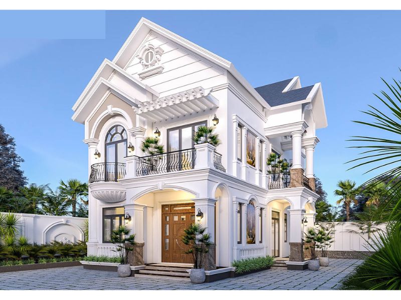 3 tỷ xây nhà 2 tầng tân cổ mái Thái 150m2 2 tiền sảnh 