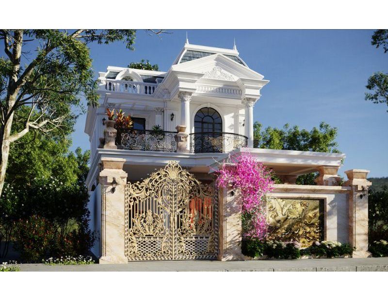 Thiết kế nhà 2 tầng cổ điển mái Mansard ngân sách 3 tỷ 