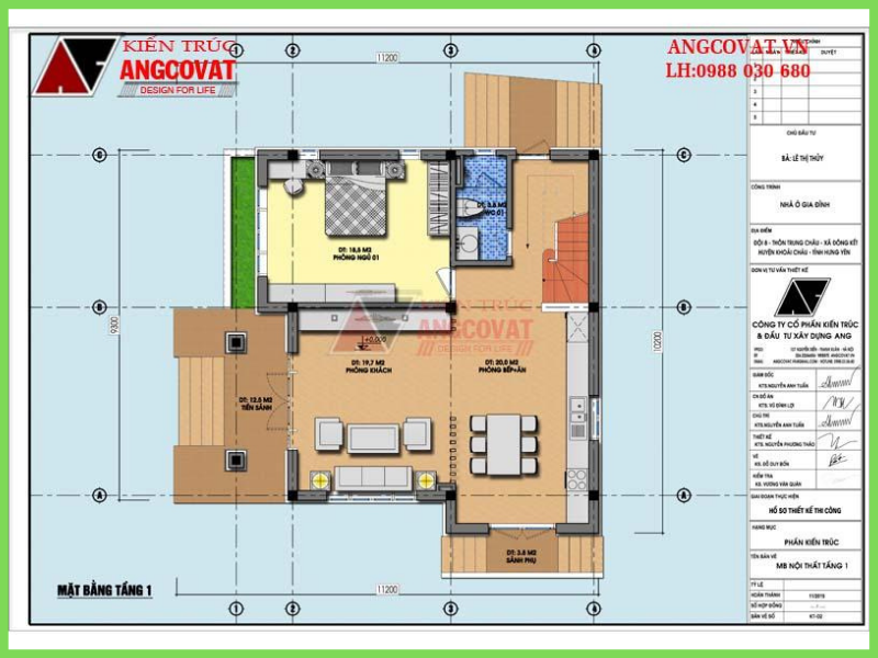                     Bản vẽ tổng mặt bằng tầng 1: Mẫu thiết kế biệt thự 2 tầng 4 phòng ngủ.