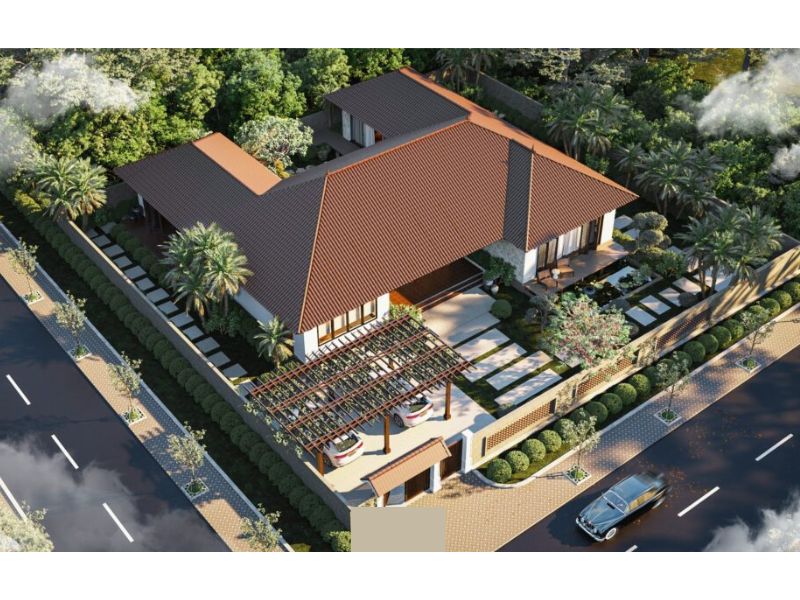 Nhà tam hợp viện mái Nhật có sân vườn thoáng đãng, đẹp đẽ