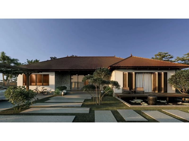 Khoảng trống chính giữa của nhà tam hợp viện tận dụng bố trí tiểu cảnh xanh mát