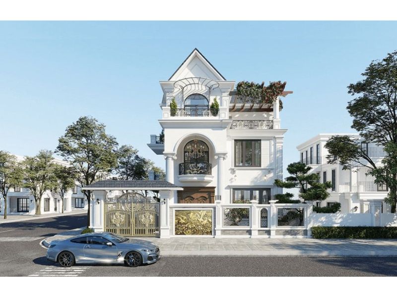 Những đường phào chỉ tinh tế sử dụng trong mẫu nhà 3 tầng 300m2 tân cổ điển chi phí đầu tư 2,6 tỷ