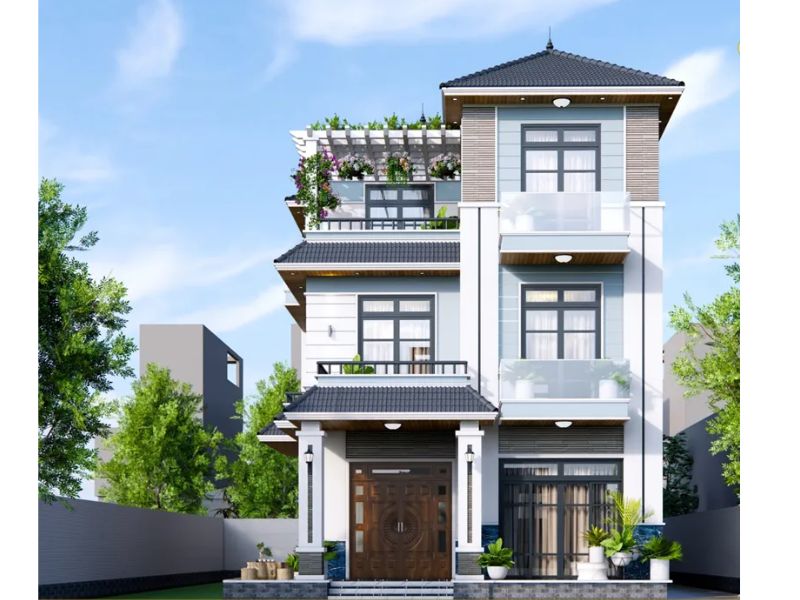 Chi phí xây nhà 3 tầng mái Nhật ở quê khoảng 1,4 - 1,7 tỷ đồng