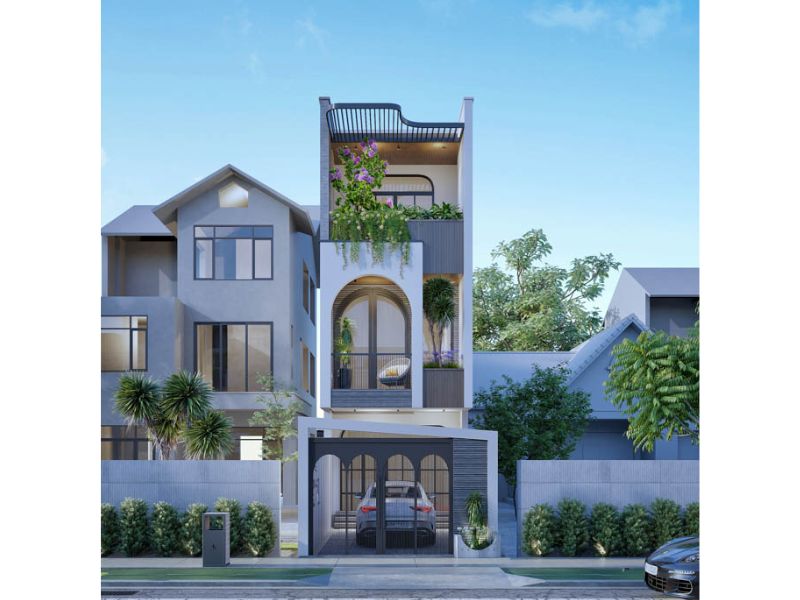 Xây nhà 3 tầng 300m2 kiến trúc hiện đại