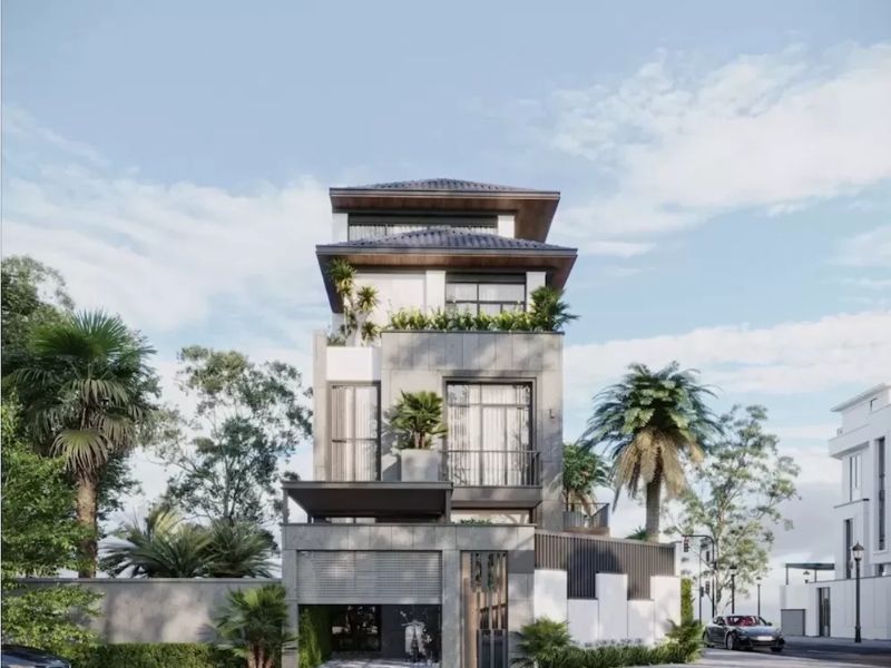 Mẫu nhà 3 tầng 300m2 mái Nhật tối ưu khả năng thoát nước và chống nóng