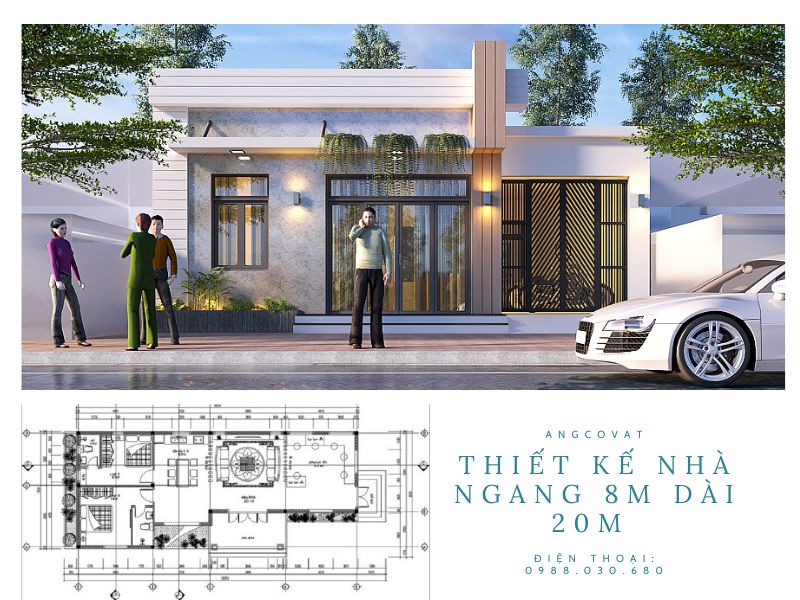 Nhà cấp 4 2 phòng ngủ 8x20m