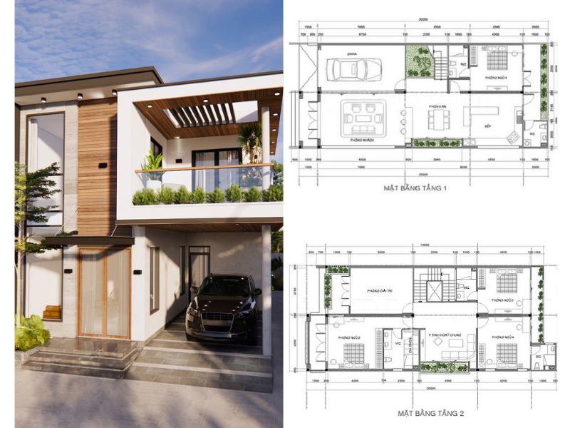 Nhà 2 tầng 8x20m hiện đại có gara ô tô