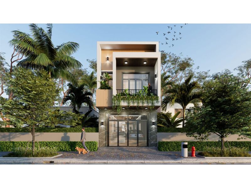 Nhà mái Lệch 2 tầng 8x12m