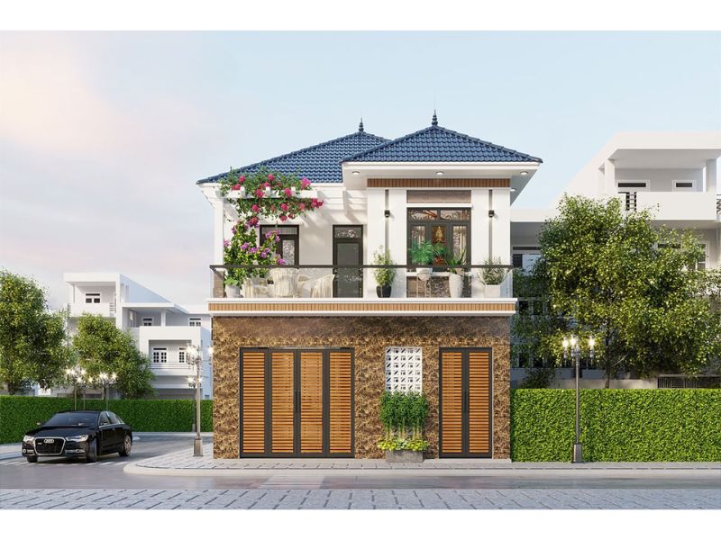 Nhà hiện đại mái bằng 8x12m ở Nam Định