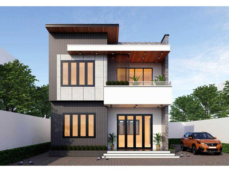 Kiến trúc nhà 8x12m mái bằng hiện đại