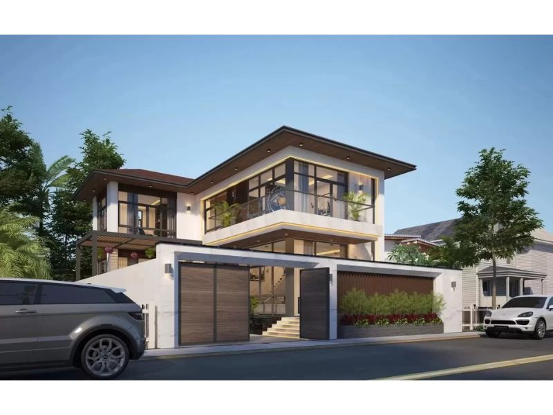 Công trình nhà vườn mái Nhật 2 tầng 80m2