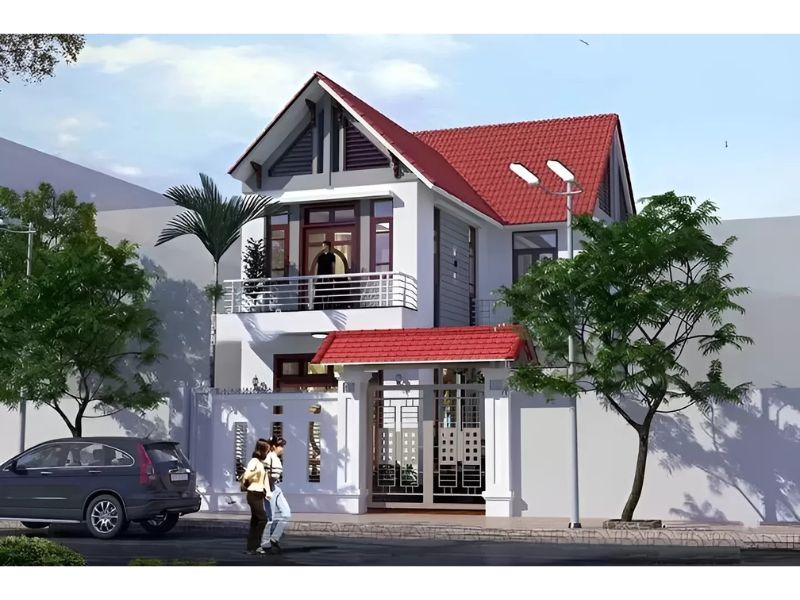 Nhà mái thái 2 tầng 80m2 chữ L