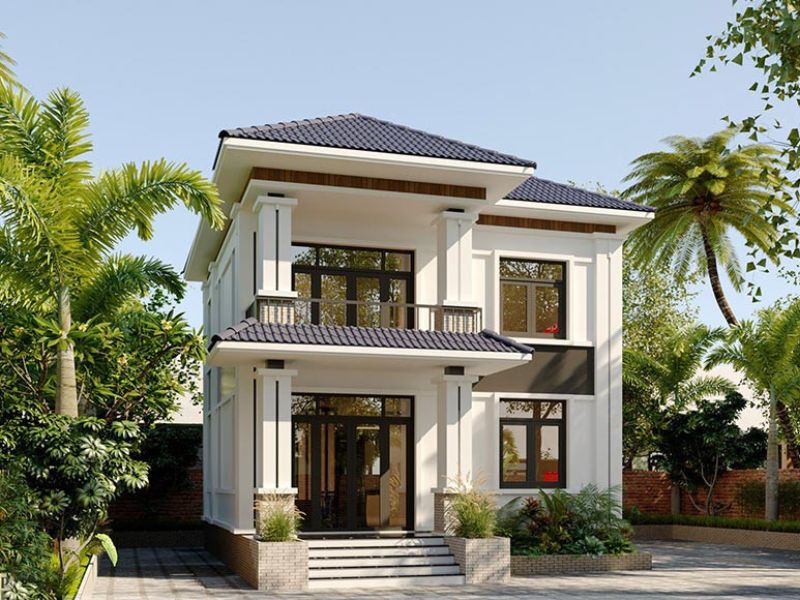 Kiến trúc nhà 2 tầng mái Nhật 80m2