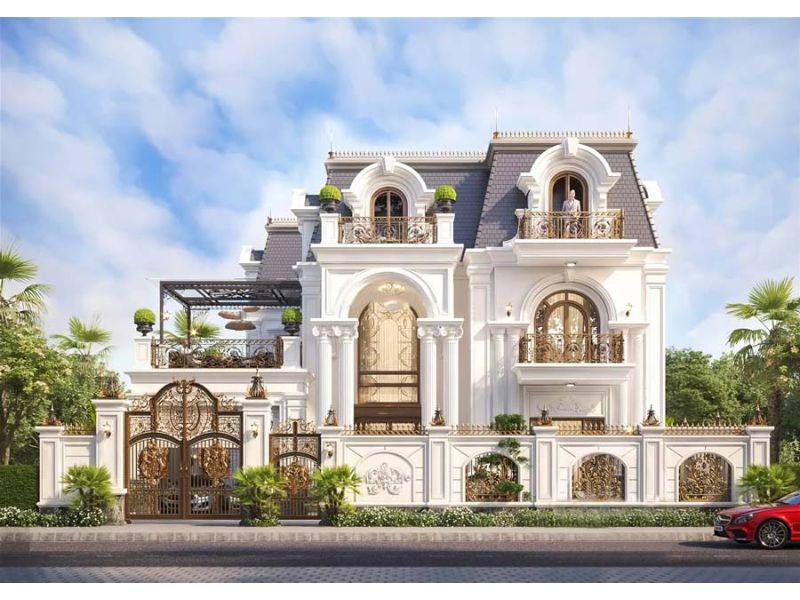 Hình ảnh xa hoa, lộng lẫy trong ngôi biệt thự 2 tầng tân cổ điển kiểu Pháp