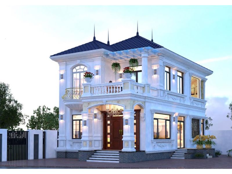 Đường nét phào chỉ chạm trổ tinh xảo trong ngôi biệt thự 2 tầng 