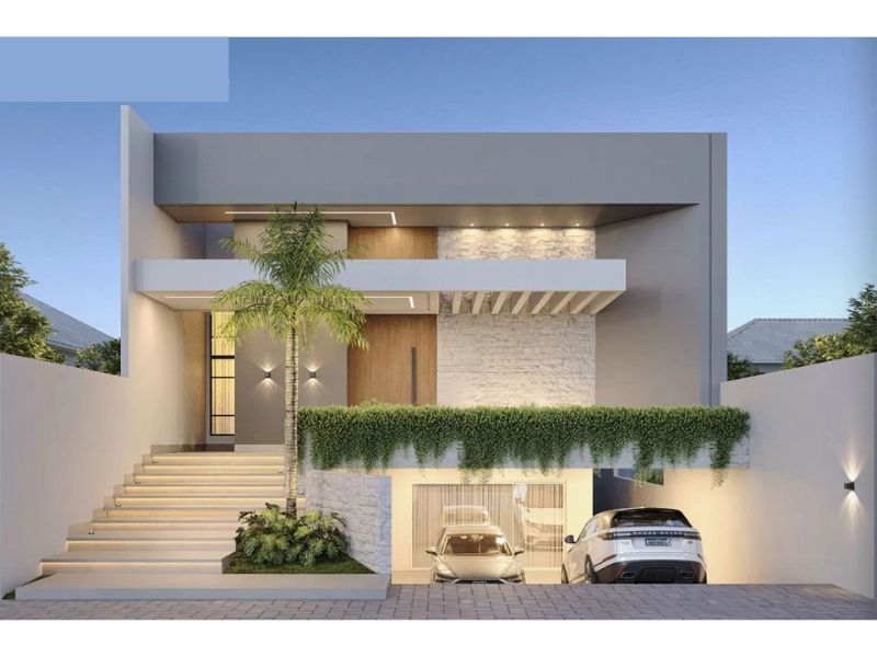 Biệt thự 2 tầng 6 phòng ngủ có tầng hầm hiện đại 