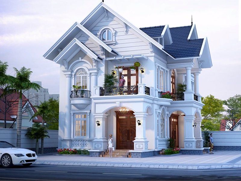 Hình ảnh biệt thự nhà 2 tầng mái Thái tân cổ thanh lịch 