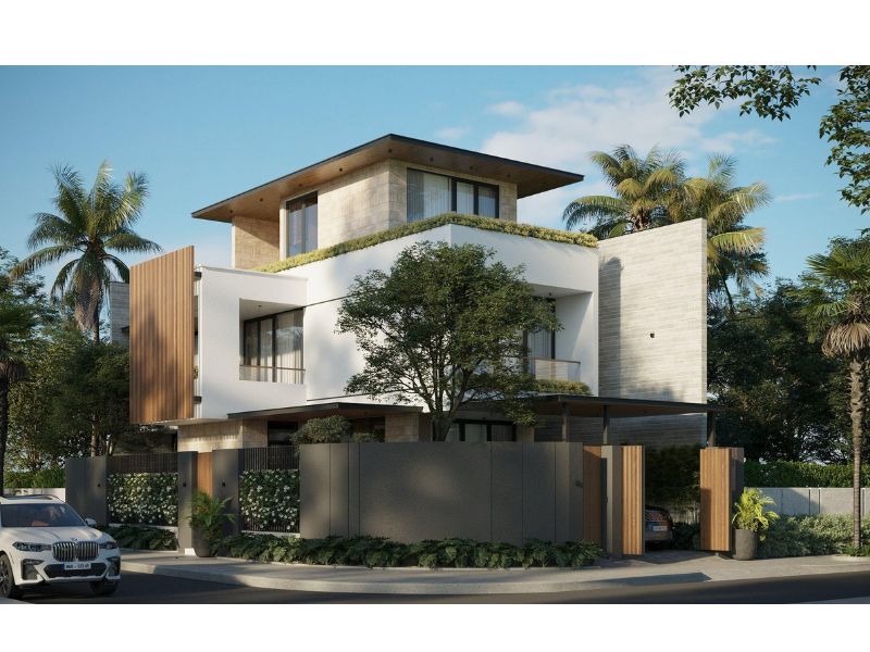 Ngoại thất biệt thự hiện đại mang vẻ đẹp trẻ trung, khỏe khoắn với các hình khối khỏe khoắn 